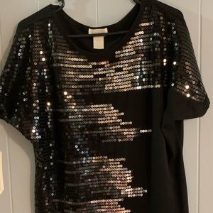 0X Black Maurice’s Sequin Blouse